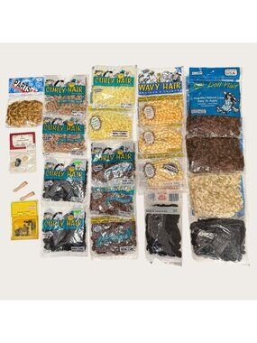 Lot of 18 Packages of Doll Hair Plus Parts Arms Animal Nose Eyes